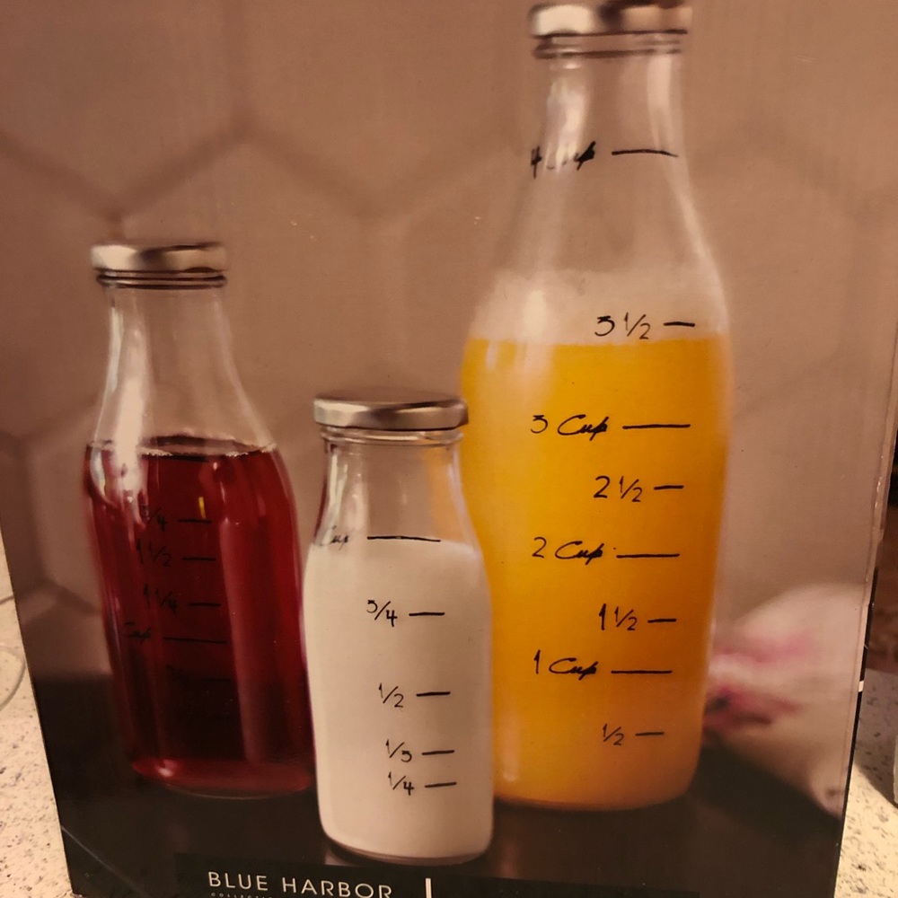 New! Blue Harbor Glass Bottle Set